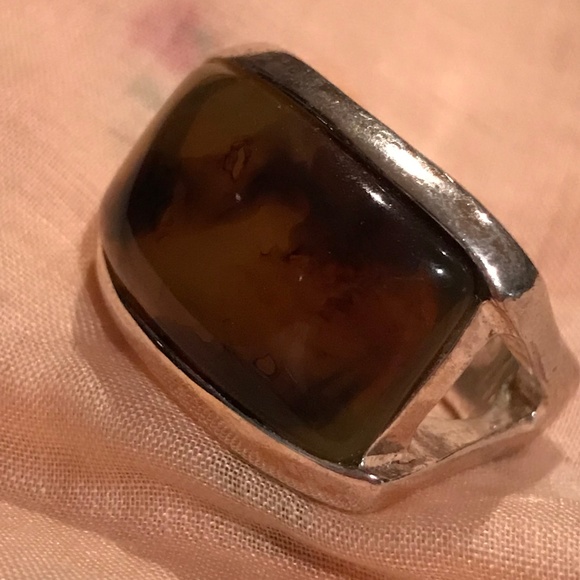 Elegant Silver and Brown Women's Ring - Picture 5 of 7